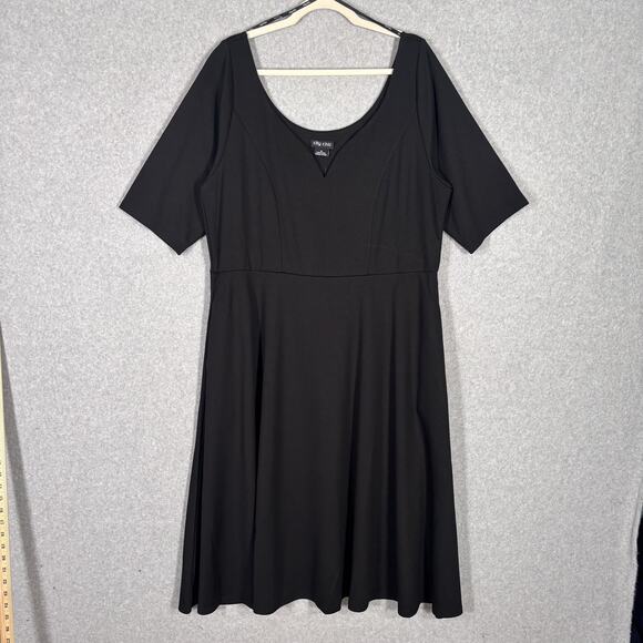 90s City Chic Dress 18 Crepe Stretch Flowy Skater Twee Cute Girl Minimal Quiet - Picture 1 of 12